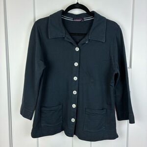 Fresh Produce Women's Black Button-Up Sweatshirt Jacket Cardigan Size Small  h